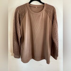 Women’s L Chocolate Brown Sweatshirt Cable Knit Comfort Career Travel